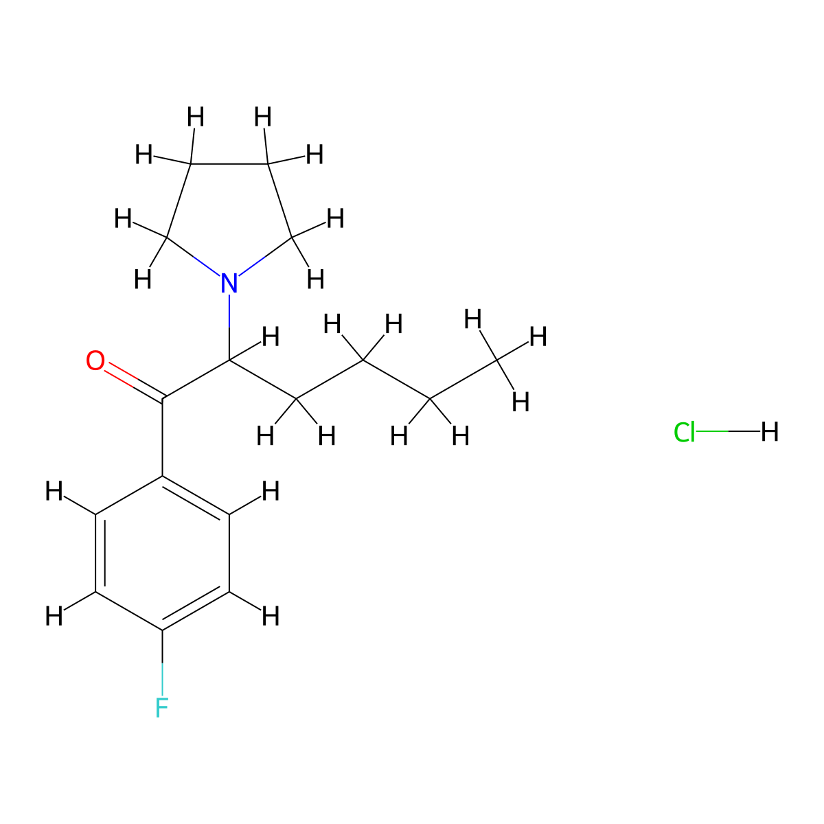 4'-Fluoro-alpha-pyrrolidinohexanophenone hydrochloride molecular structure, CAS 2748289-49-6