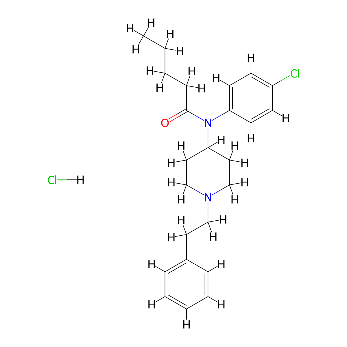N-(4-chlorophenyl)-N-(1-phenethylpiperidin-4-yl)pentanamide,monohydrochloride molecular structure, CAS 2748289-84-9