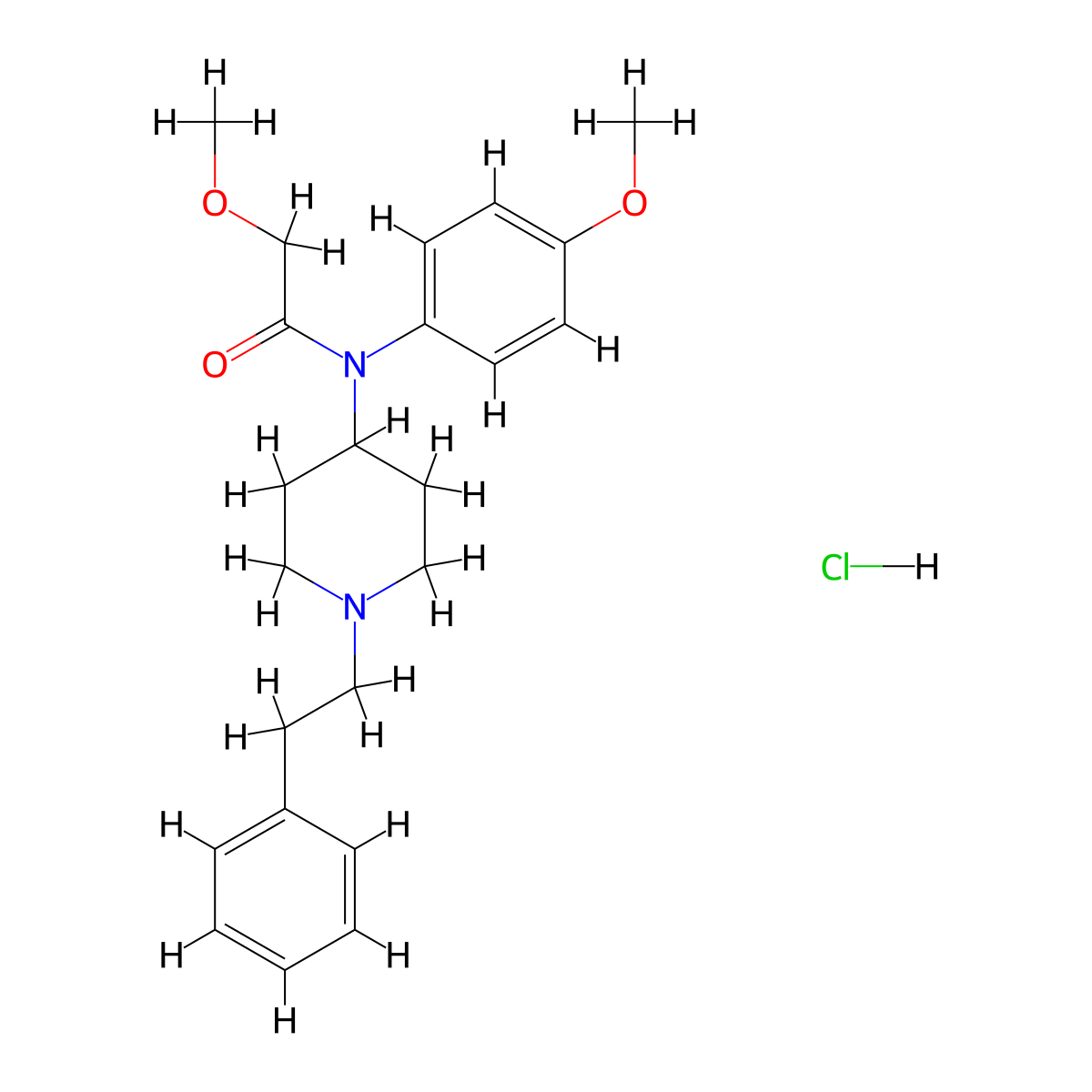 2-methoxy-N-(4-methoxyphenyl)-N-(1-phenethylpiperidin-4-yl)acetamide,monohydrochloride molecular structure, CAS 2748289-90-7