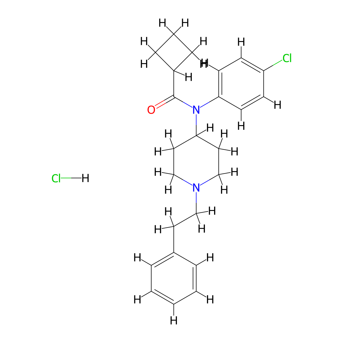 N-(4-chlorophenyl)-N-(1-phenethylpiperidin-4-yl)cyclobutanecarboxamide,monohydrochloride molecular structure, CAS 2748290-00-6