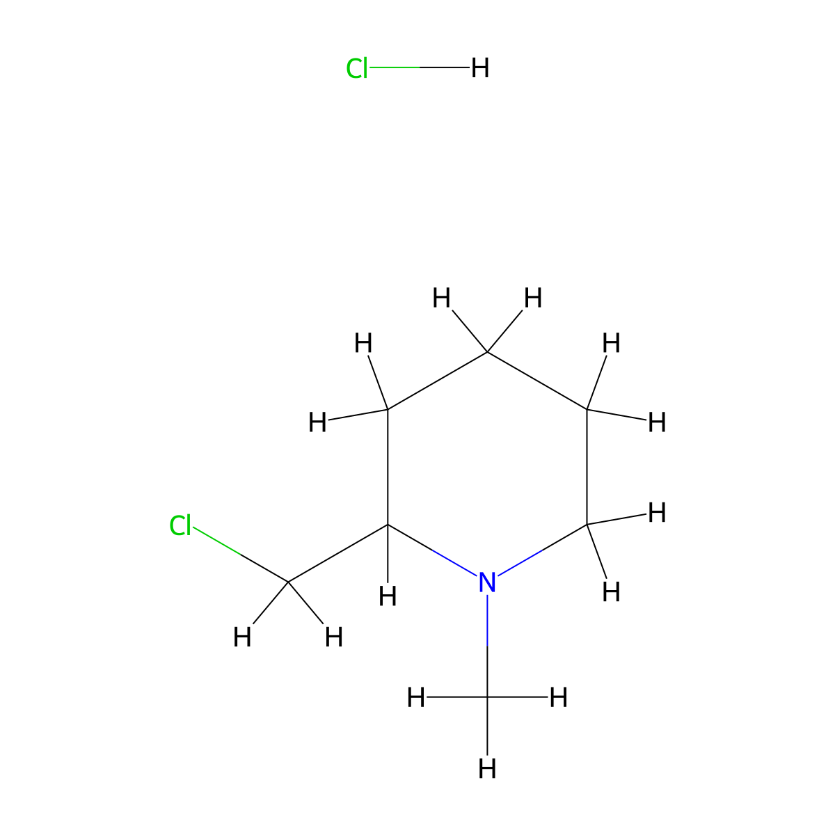2-(Chloromethyl)-1-methylpiperidine hydrochloride molecular structure, CAS 27483-92-7