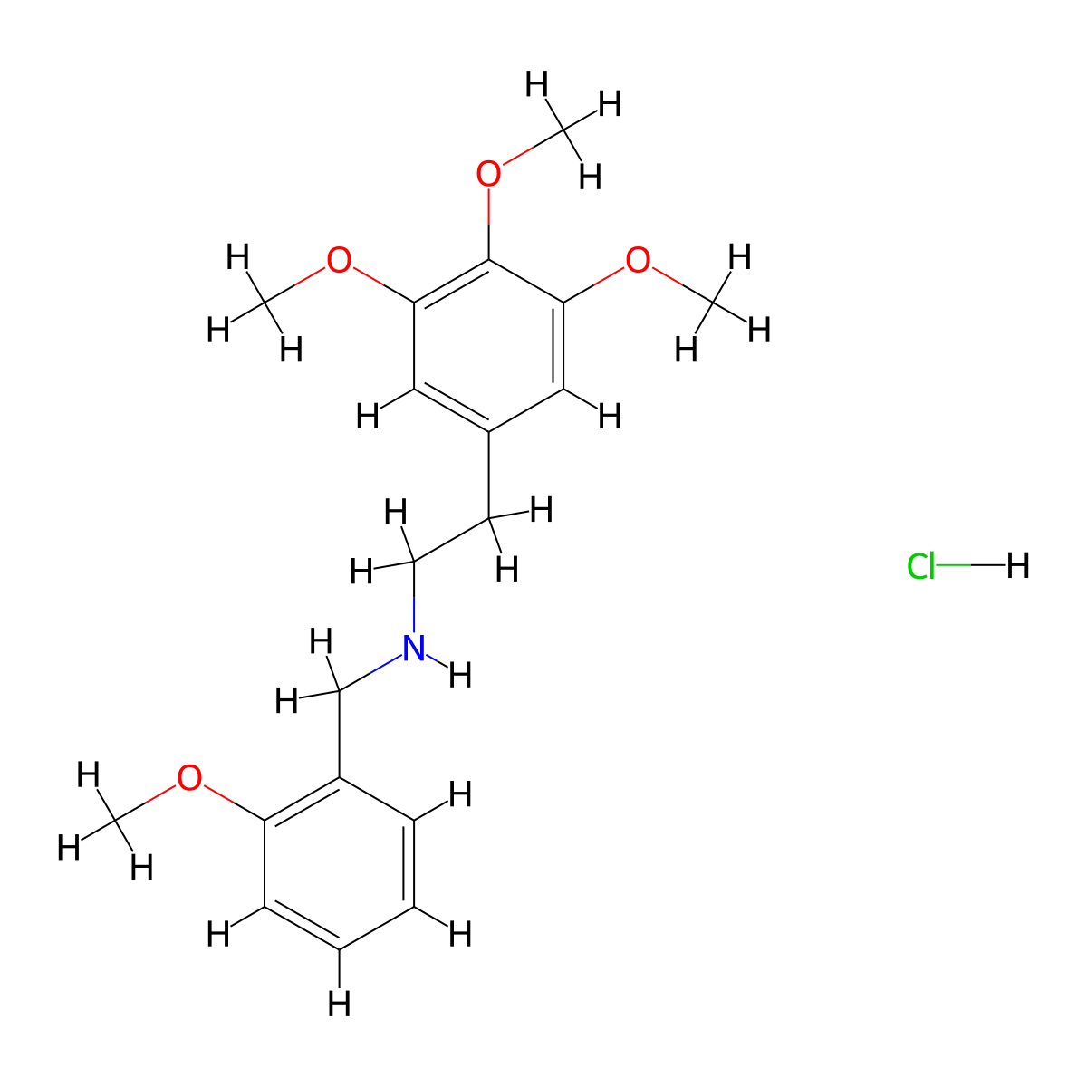 N-((2-methoxyphenyl)methyl)-2-(3,4,5-trimethoxyphenyl)ethanamine;hydrochloride molecular structure, CAS 2748304-49-4