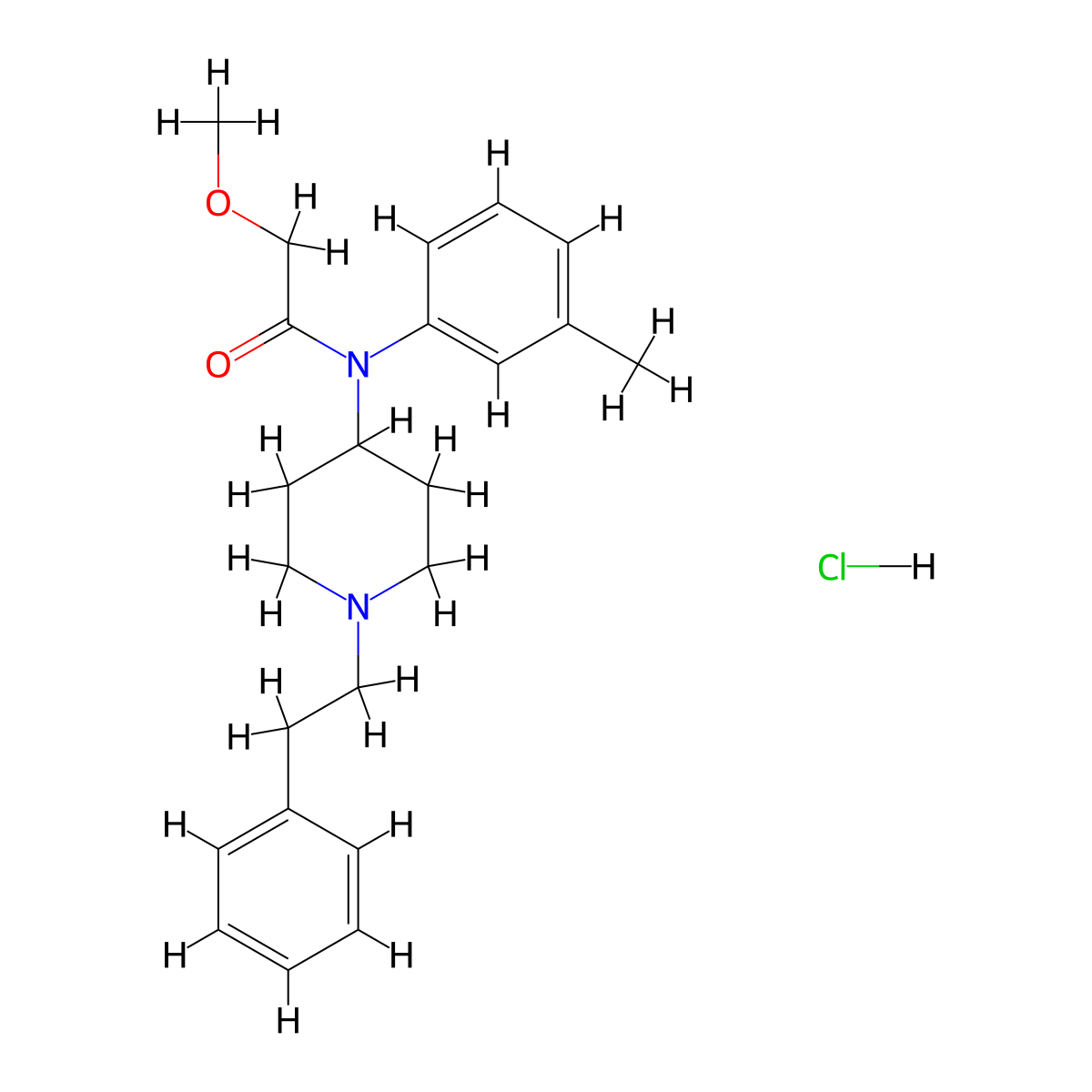 2-methoxy-N-(1-phenethylpiperidin-4-yl)-N-(m-tolyl)acetamide,monohydrochloride molecular structure, CAS 2748304-70-1