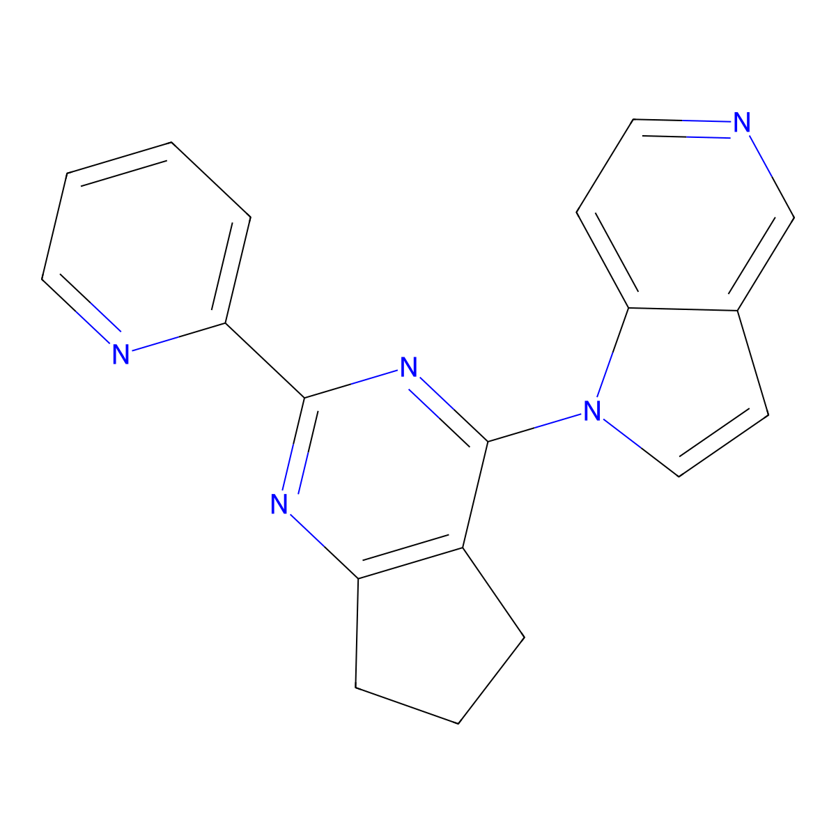 2-(Pyridin-2-yl)-4-(1H-pyrrolo[3,2-c]pyridin-1-yl)-6,7-dihydro-5H-cyclopenta[d]pyrimidine molecular structure, CAS 2748337-86-0