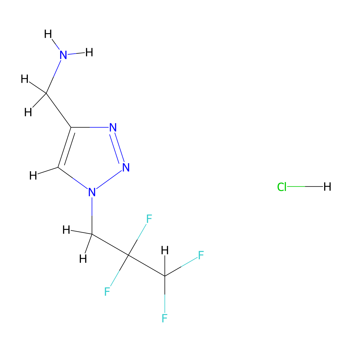1-Tetrafluoropropyltriazolyl-4-methylamine hydrochloride molecular structure, CAS 2748350-64-1