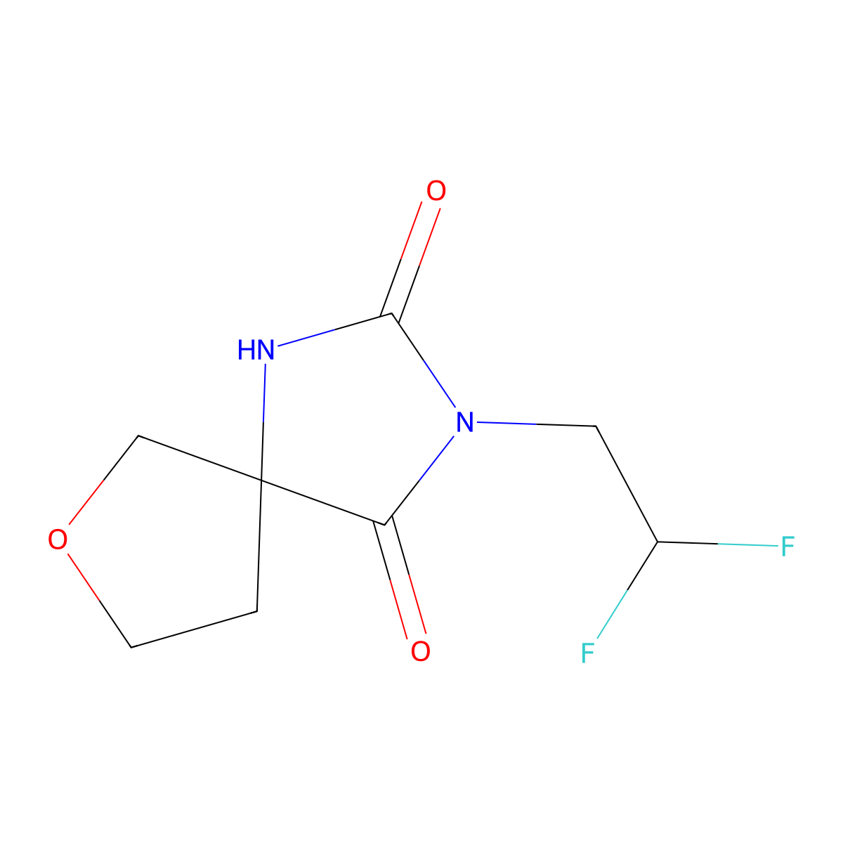 3-(2,2-Difluoroethyl)-7-oxa-1,3-diazaspiro[4.4]nonane-2,4-dione molecular structure, CAS 2748359-11-5