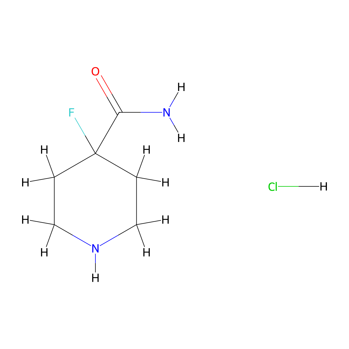 4-Fluoropiperidine-4-carboxamide hydrochloride molecular structure, CAS 2748381-04-4