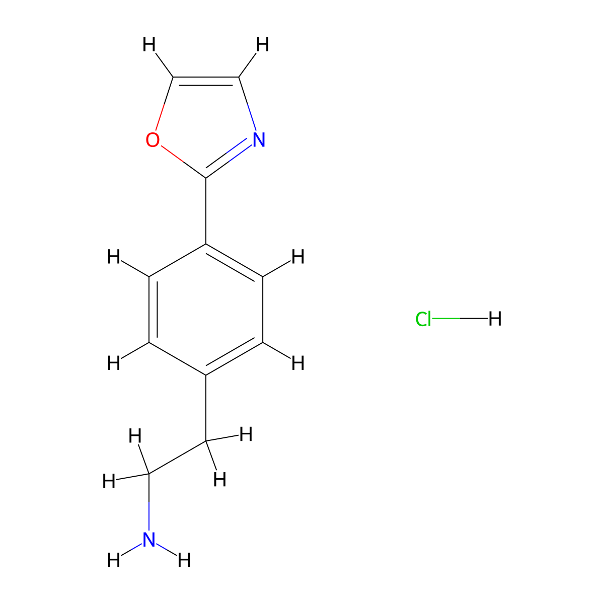 2-[4-(1,3-Oxazol-2-yl)phenyl]ethan-1-amine hydrochloride molecular structure, CAS 2748385-82-0