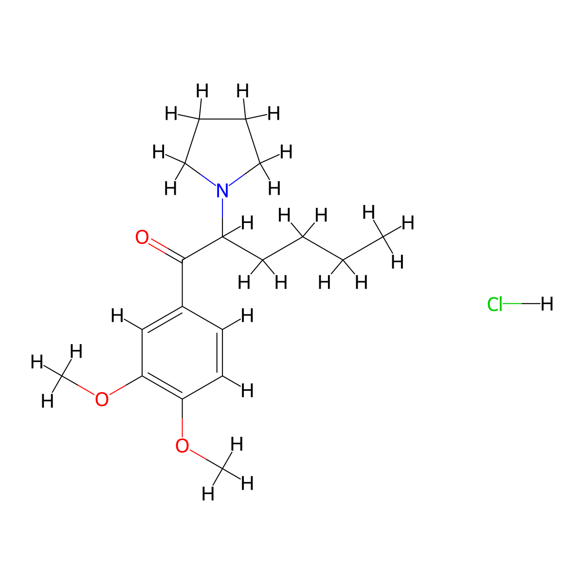 3,4-dimethoxy-alpha-Pyrrolidinohexanophenone (hydrochloride) molecular structure, CAS 2748409-11-0