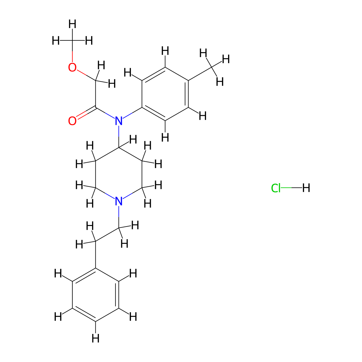 2-methoxy-N-(1-phenethylpiperidin-4-yl)-N-(p-tolyl)acetamide,monohydrochloride molecular structure, CAS 2748409-27-8