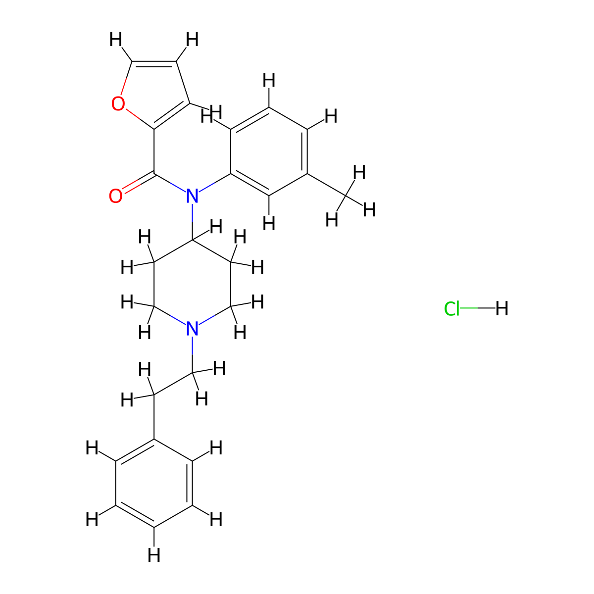 m-Methyl Furanyl fentanyl hydrochloride molecular structure, CAS 2748409-34-7