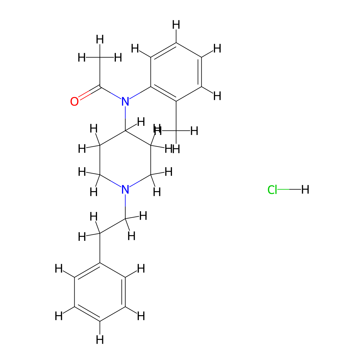 Ortho-methyl acetyl fentanyl hydrochloride molecular structure, CAS 2748409-58-5