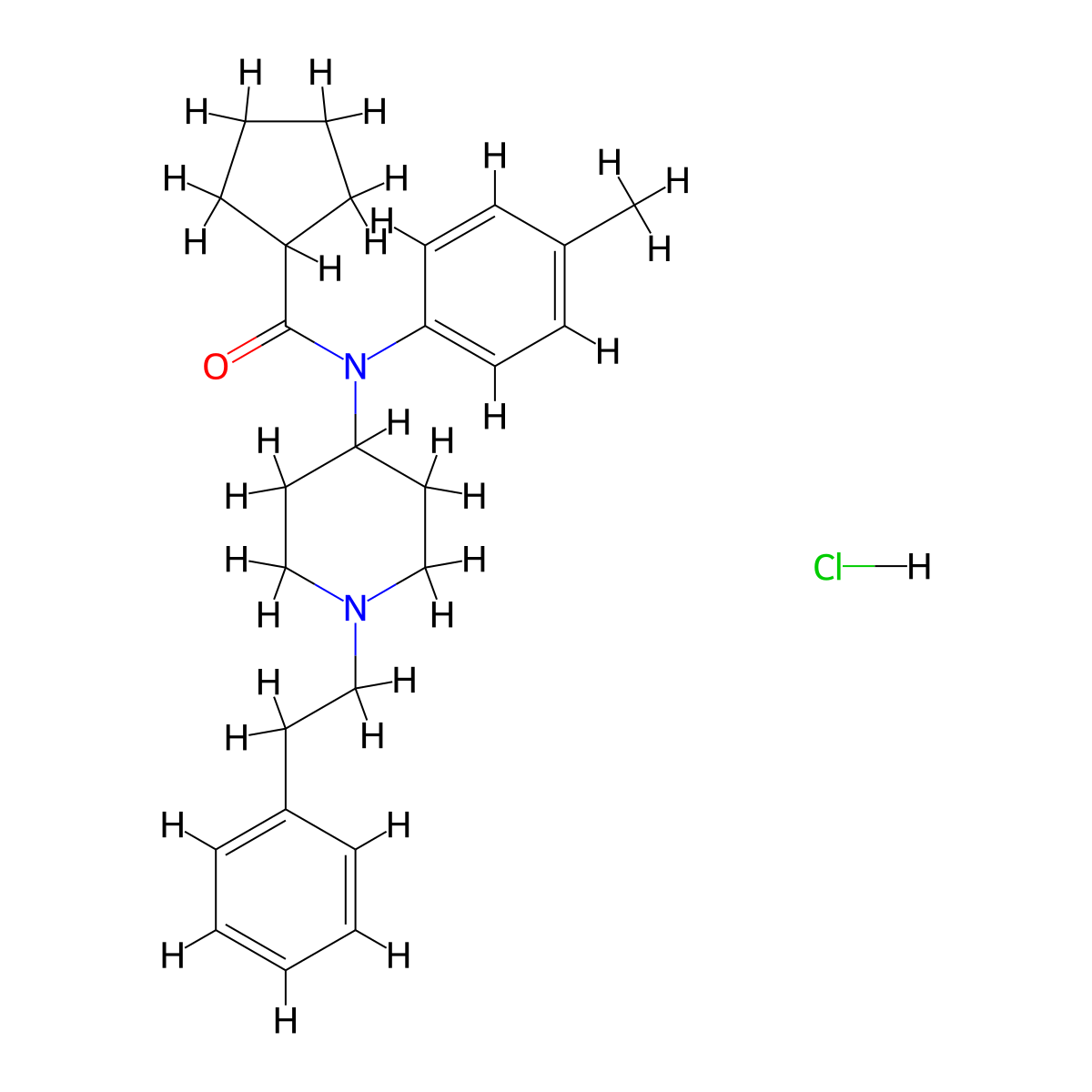 N-(1-phenethylpiperidin-4-yl)-N-(p-tolyl)cyclopentanecarboxamide,monohydrochloride molecular structure, CAS 2748409-68-7