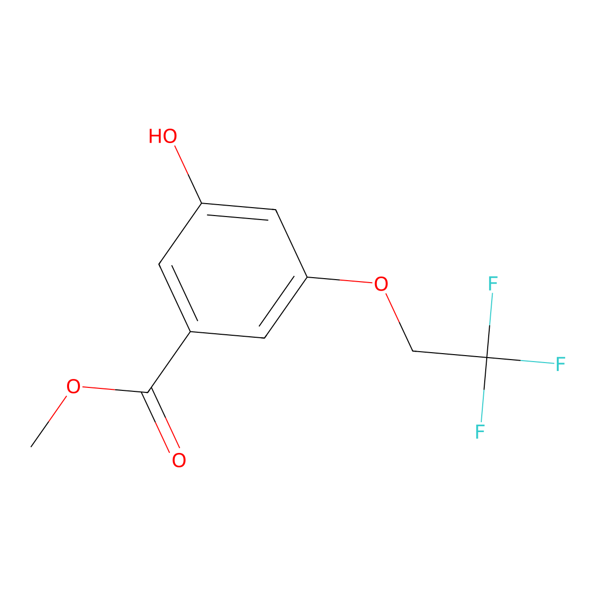 Methyl 3-hydroxy-5-(2,2,2-trifluoroethoxy)benzoate molecular structure, CAS 2748439-53-2