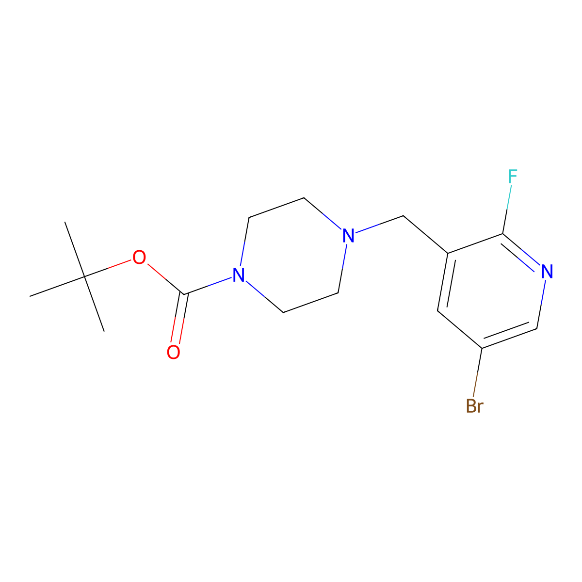tert-Butyl 4-((5-bromo-2-fluoropyridin-3-yl)methyl)piperazine-1-carboxylate molecular structure, CAS 2748439-67-8