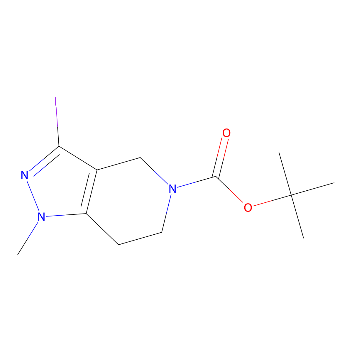 tert-butyl 3-iodo-1-methyl-4H,6H,7H-pyrazolo[4,3-c]pyridine-5-carboxylate molecular structure, CAS 2748450-55-5