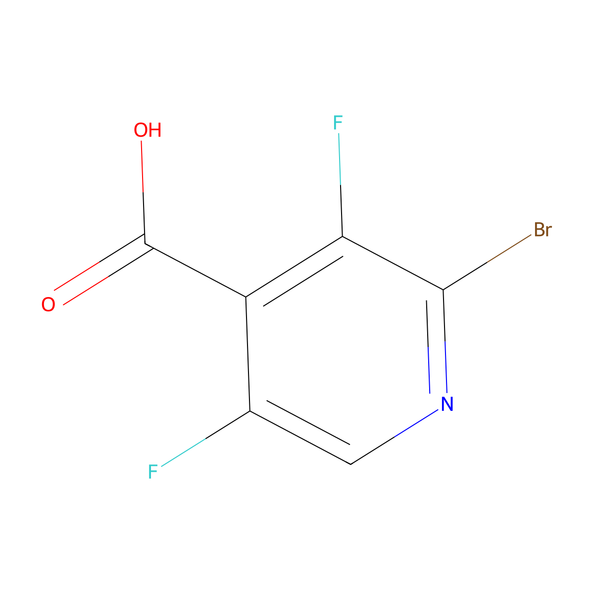 2-Bromo-3,5-difluoropyridine-4-carboxylic acid molecular structure, CAS 2748453-60-1