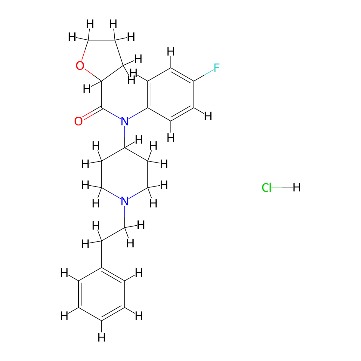 N-(4-fluorophenyl)-N-(1-phenethylpiperidin-4-yl)tetrahydrofuran-2-carboxamide,monohydrochloride molecular structure, CAS 2748485-19-8