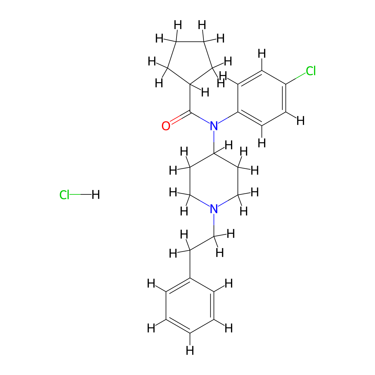 N-(4-chlorophenyl)-N-(1-phenethylpiperidin-4-yl)cyclopentanecarboxamide,monohydrochloride molecular structure, CAS 2748485-30-3