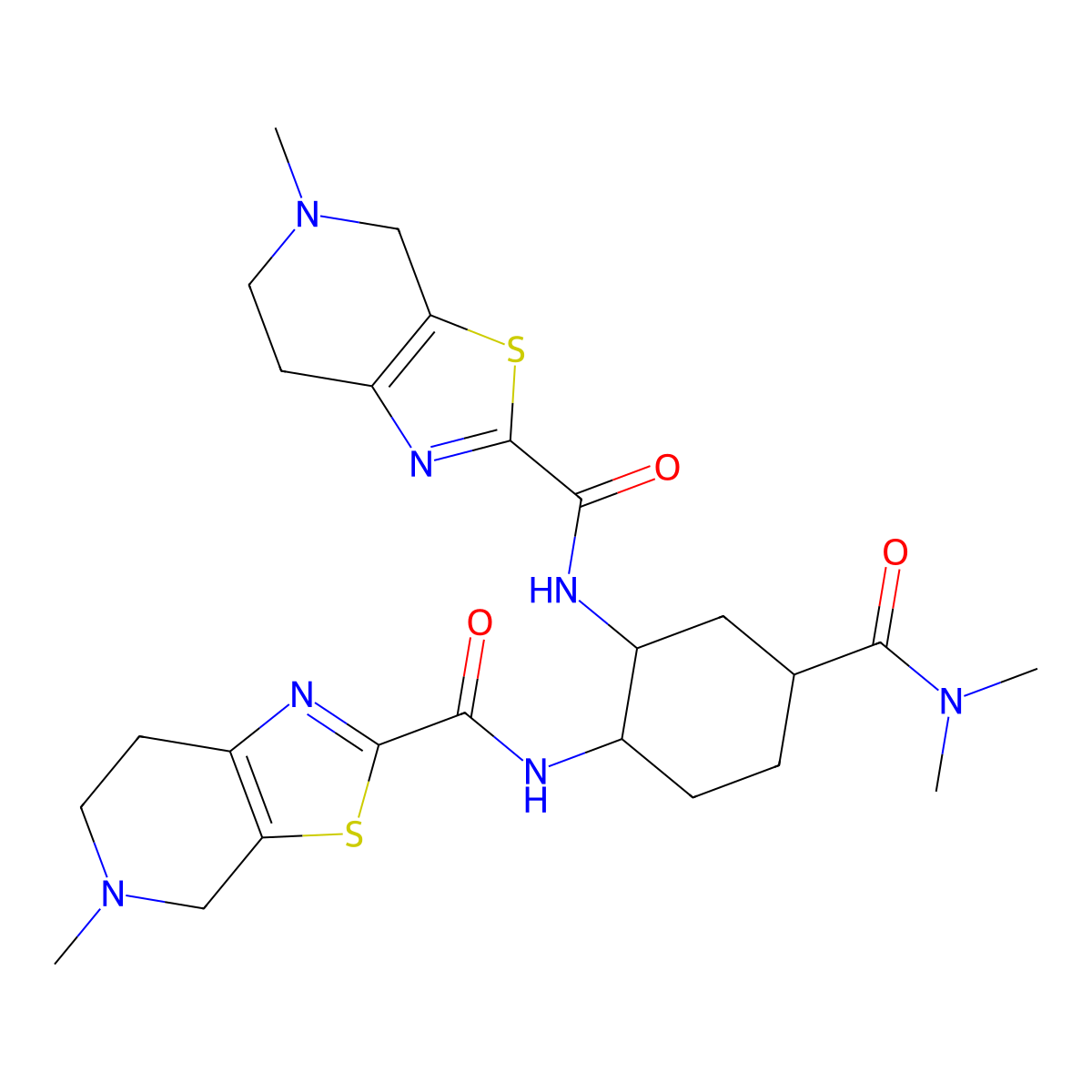 N,N'-((1S,2R,4S)-4-(Dimethylcarbamoyl)cyclohexane-1,2-diyl)bis(5-methyl-4,5,6,7-tetrahydrothiazolo[5,4-C]pyridine-2-carboxamide) molecular structure, CAS 2748491-62-3