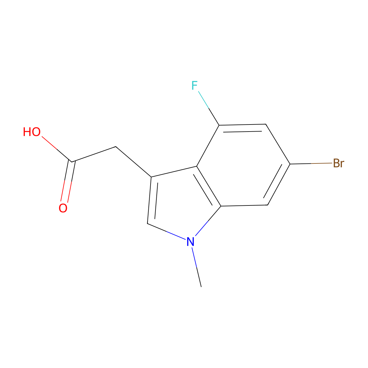 2-(6-Bromo-4-fluoro-1-methyl-1H-indol-3-yl)acetic acid molecular structure, CAS 2748501-67-7