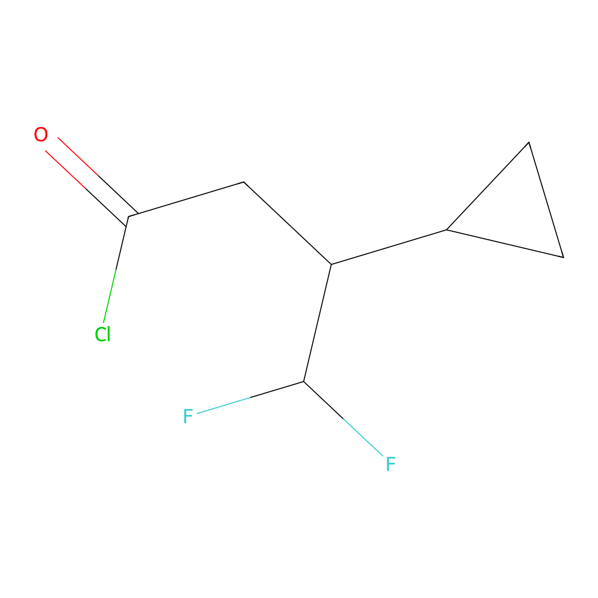3-Cyclopropyl-4,4-difluorobutanoyl chloride molecular structure, CAS 2748550-83-4