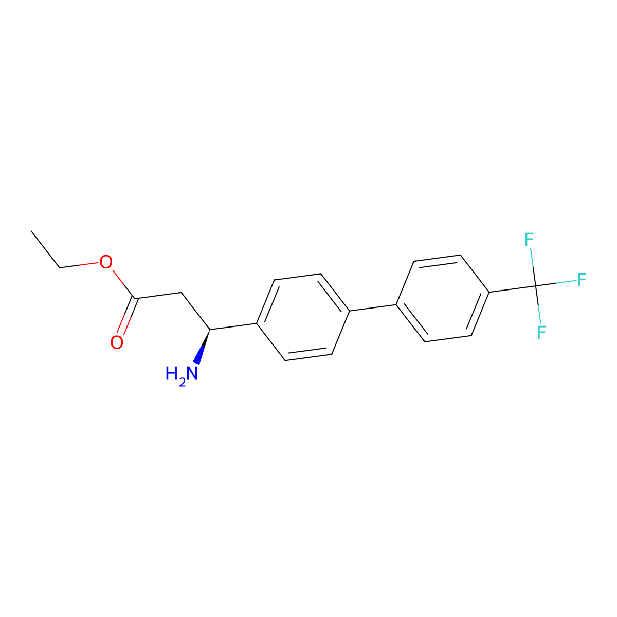 (S)-ethyl 3-amino-3-(4'-(trifluoromethyl)-[1,1'-biphenyl]-4-yl)propanoate molecular structure, CAS 2748552-76-1