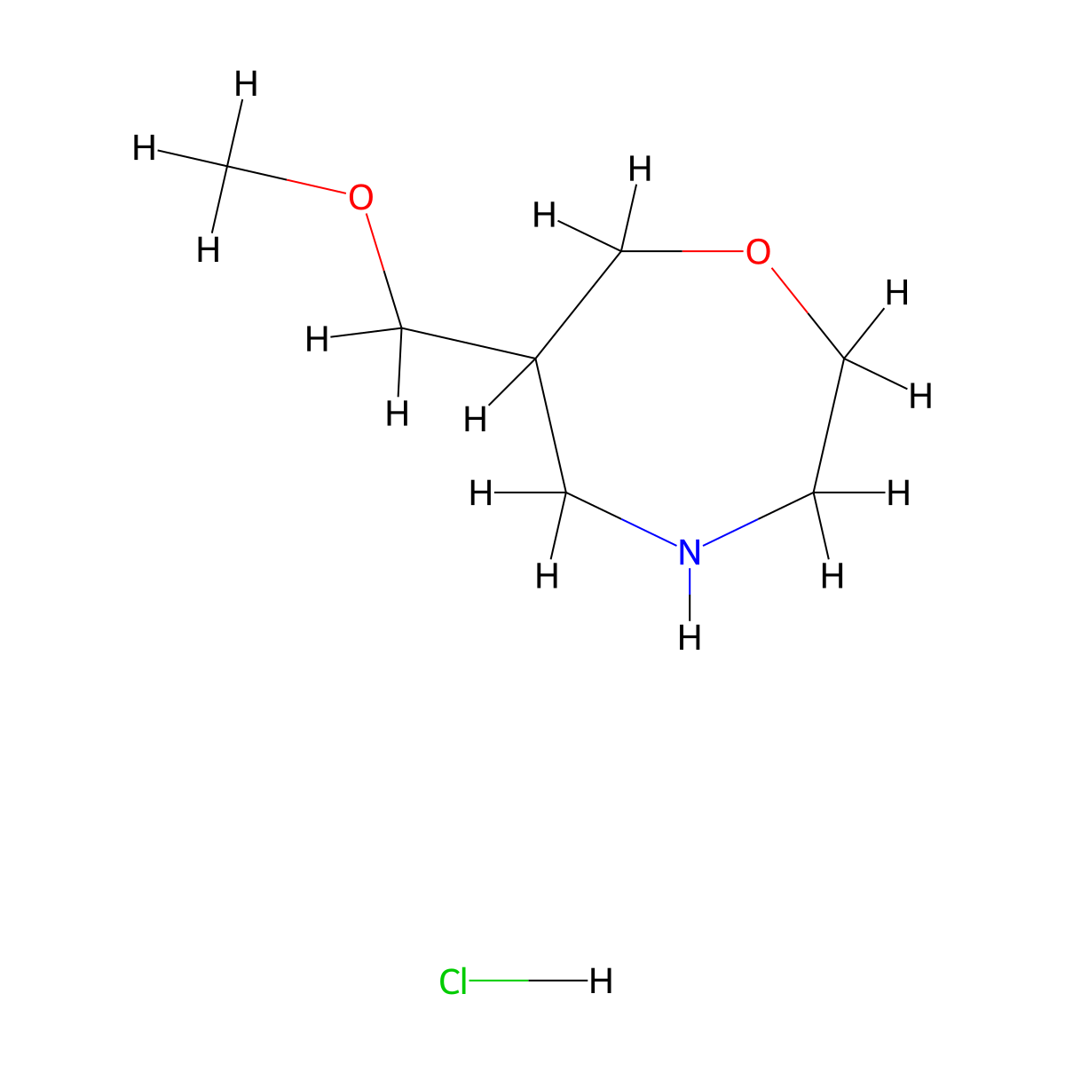 6-(Methoxymethyl)-1,4-oxazepane hydrochloride molecular structure, CAS 2748578-71-2