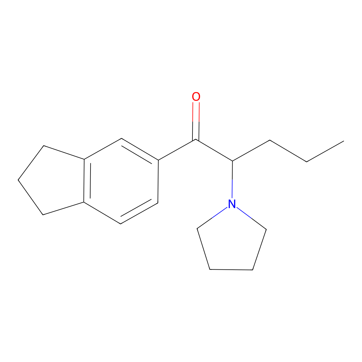 1-(2,3-Dihydro-1H-inden-5-yl)-2-(pyrrolidin-1-yl)pentan-1-one molecular structure, CAS 2748590-82-9