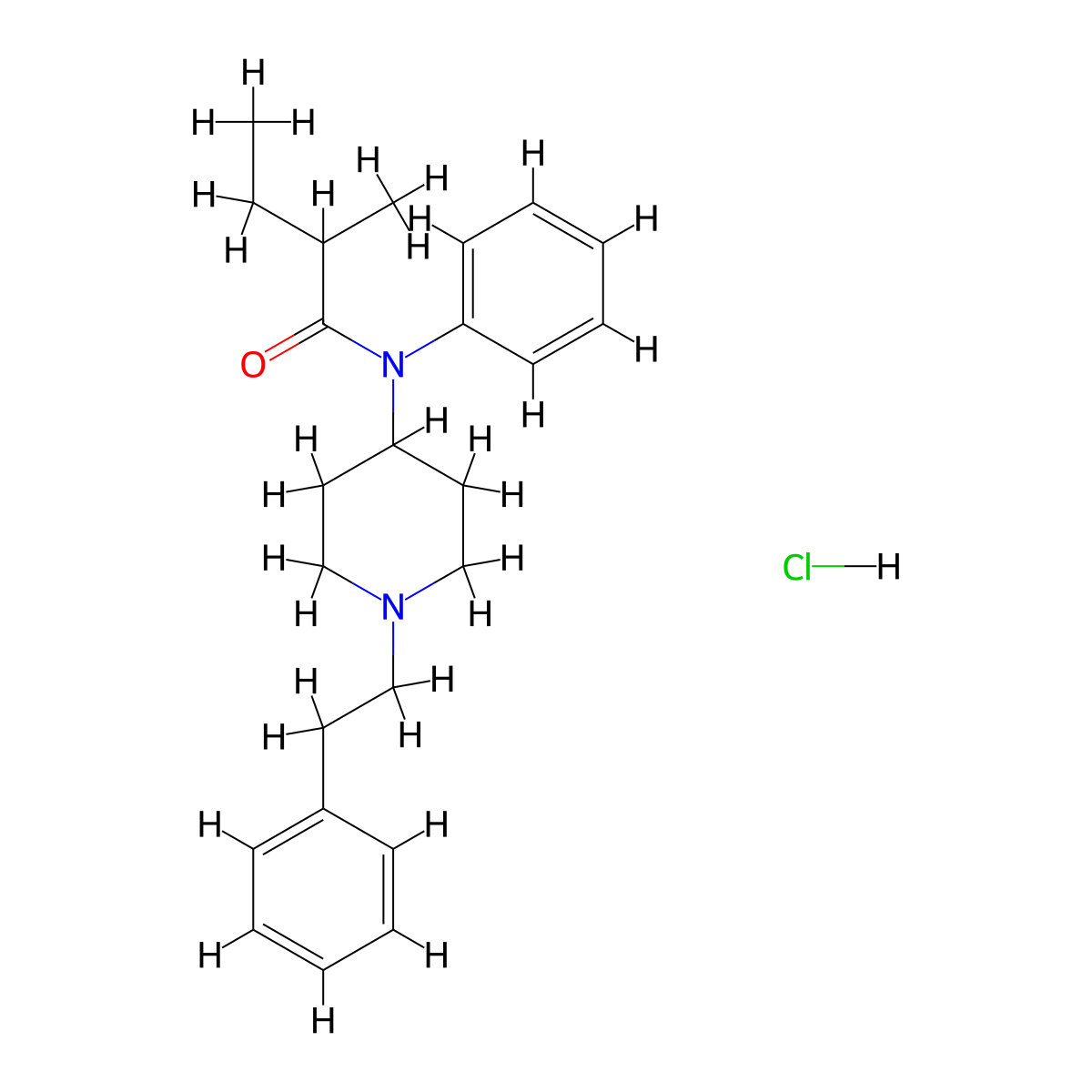 alpha'-Methyl butyryl fentanyl (2-methyl-N-(1-phenethylpiperidin-4-yl)-N-phenylbutanamide) molecular structure, CAS 2748591-35-5