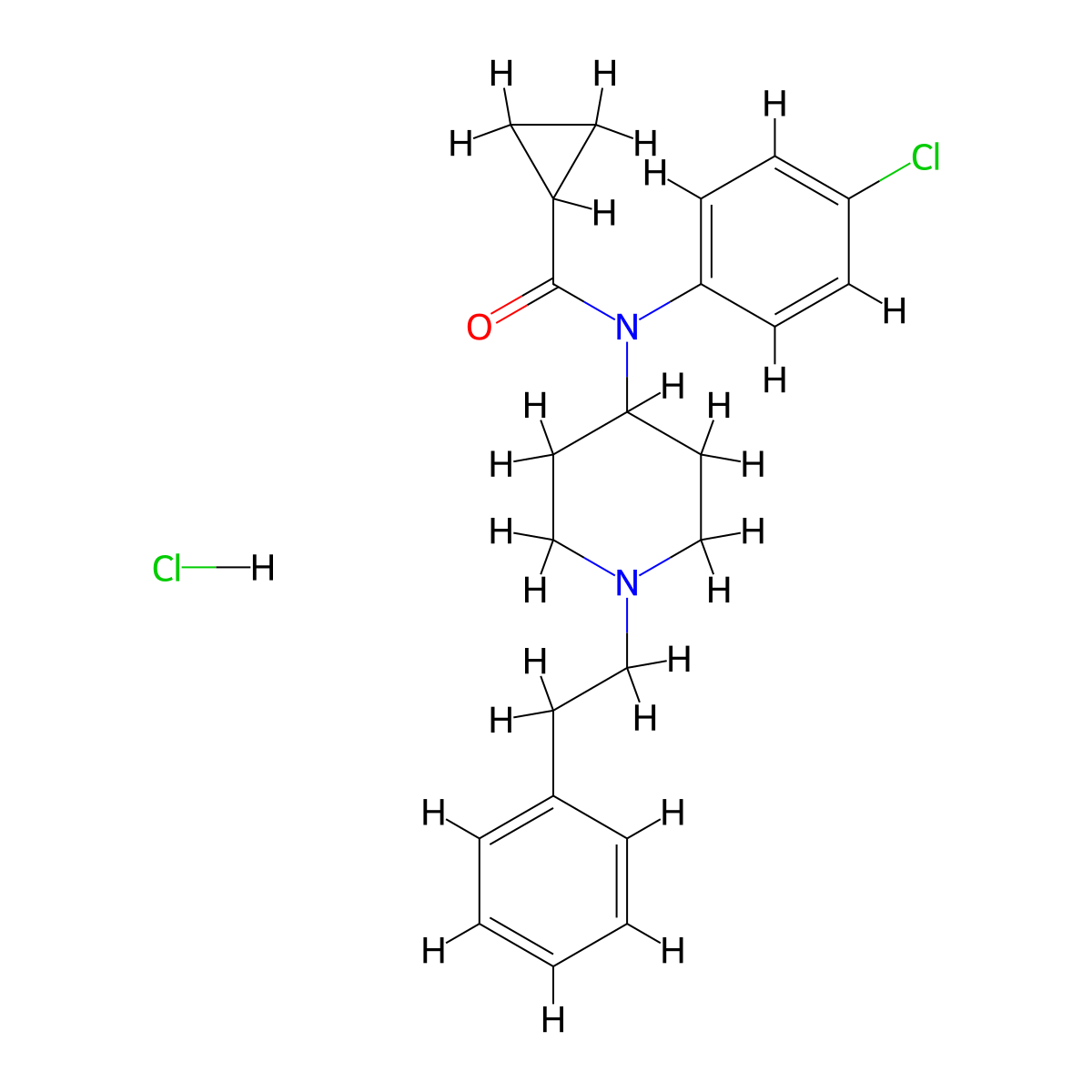 N-(4-chlorophenyl)-N-(1-phenethylpiperidin-4-yl)cyclopropanecarboxamide,monohydrochloride molecular structure, CAS 2748591-61-7