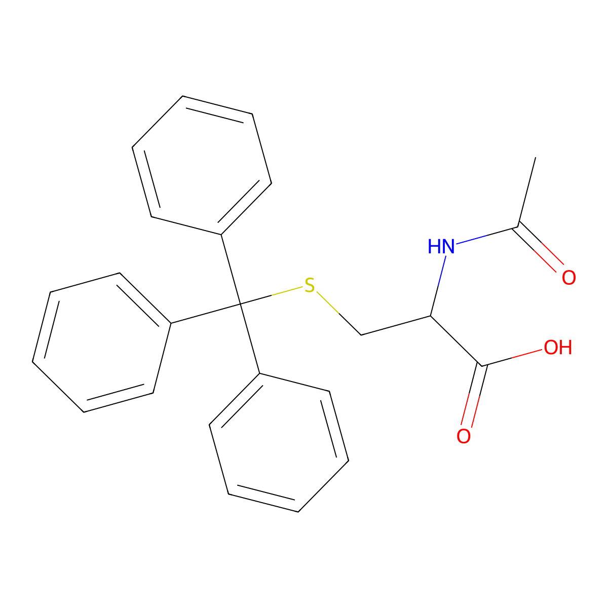 (2R)-2-acetamido-3-((triphenylmethyl)sulfanyl)propanoic acid molecular structure, CAS 27486-87-9