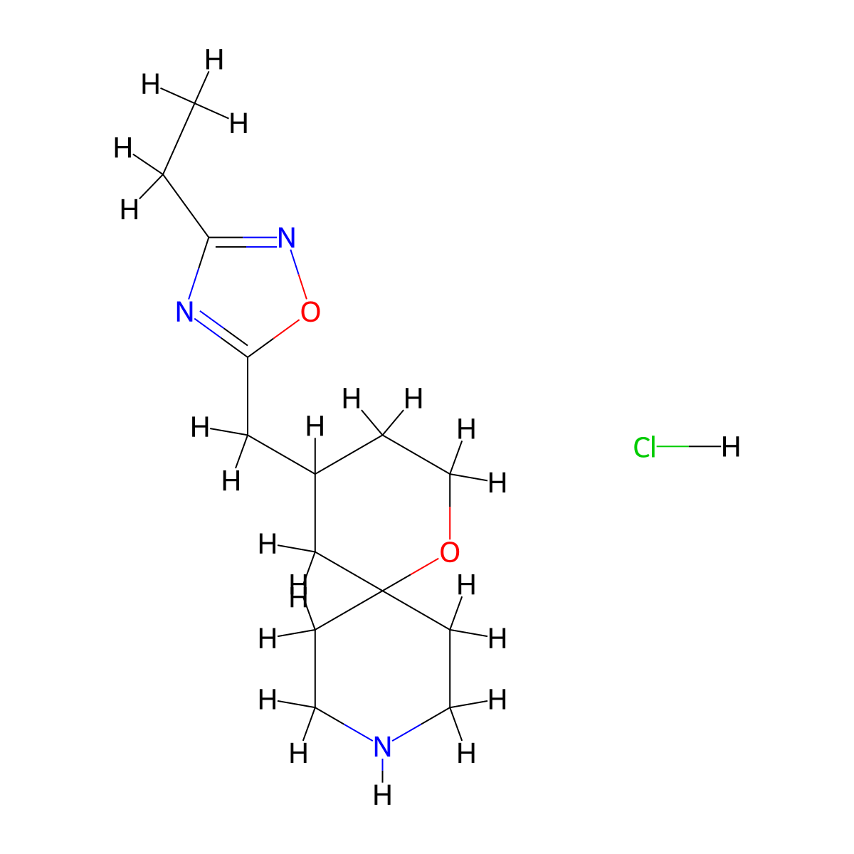 4-[(3-Ethyl-1,2,4-oxadiazol-5-yl)methyl]-1-oxa-9-azaspiro[5.5]undecane hydrochloride molecular structure, CAS 2748601-28-5