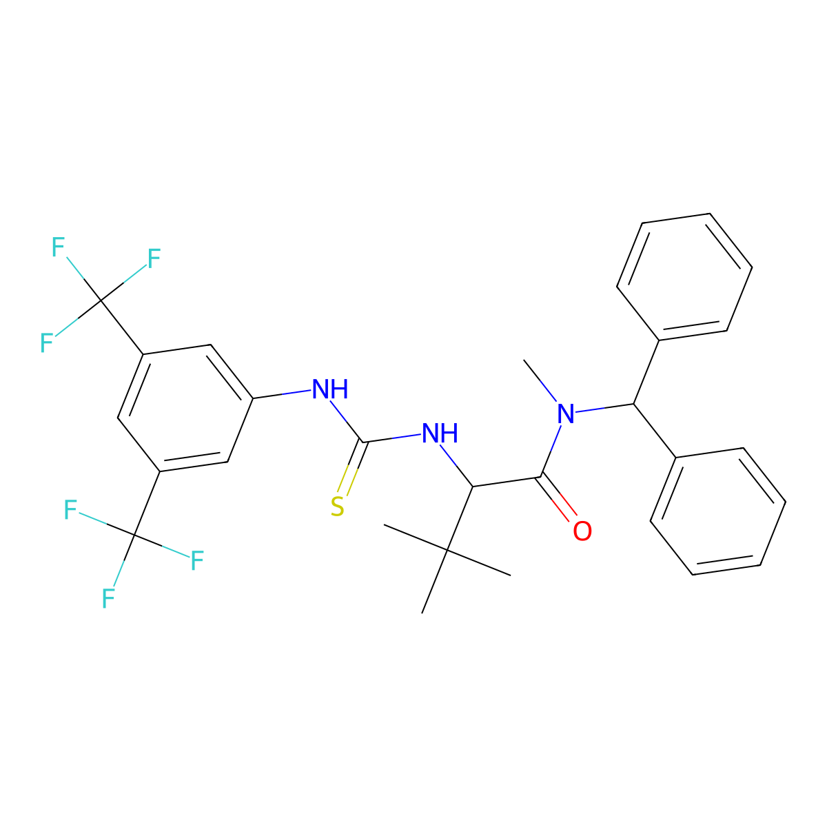 (R)-N-Benzhydryl-2-(3-(3,5-bis(trifluoromethyl)phenyl)thioureido)-N,3,3-trimethylbutanamide molecular structure, CAS 2748618-19-9