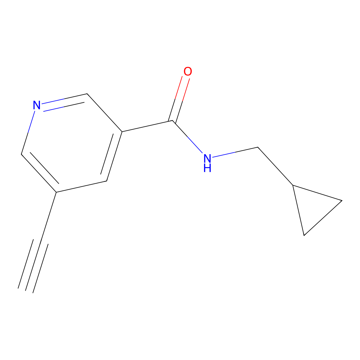 N-(cyclopropylmethyl)-5-ethynylnicotinamide molecular structure, CAS 2748620-45-1