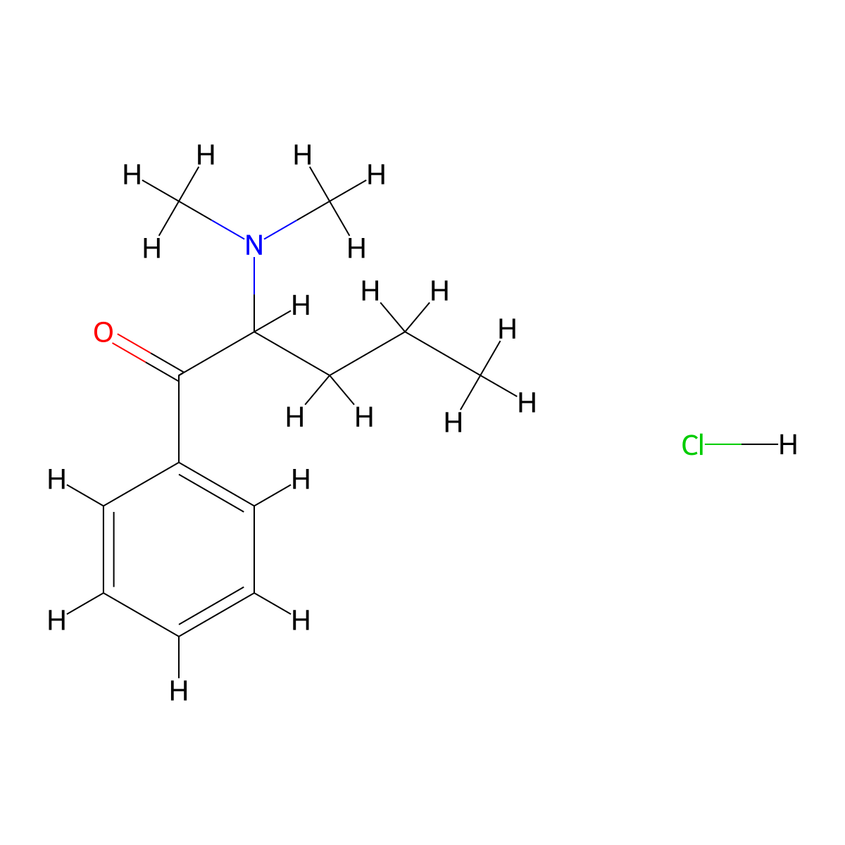 Dimethylpentedrone hydrochloride molecular structure, CAS 2748622-76-4