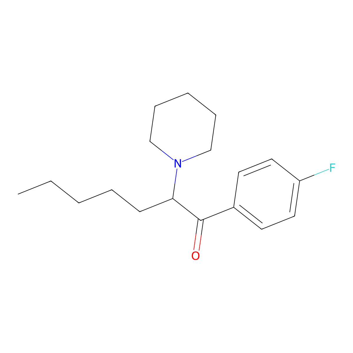 1-(4-Fluorophenyl)-2-(piperidin-1-yl)heptan-1-one molecular structure, CAS 2748623-01-8