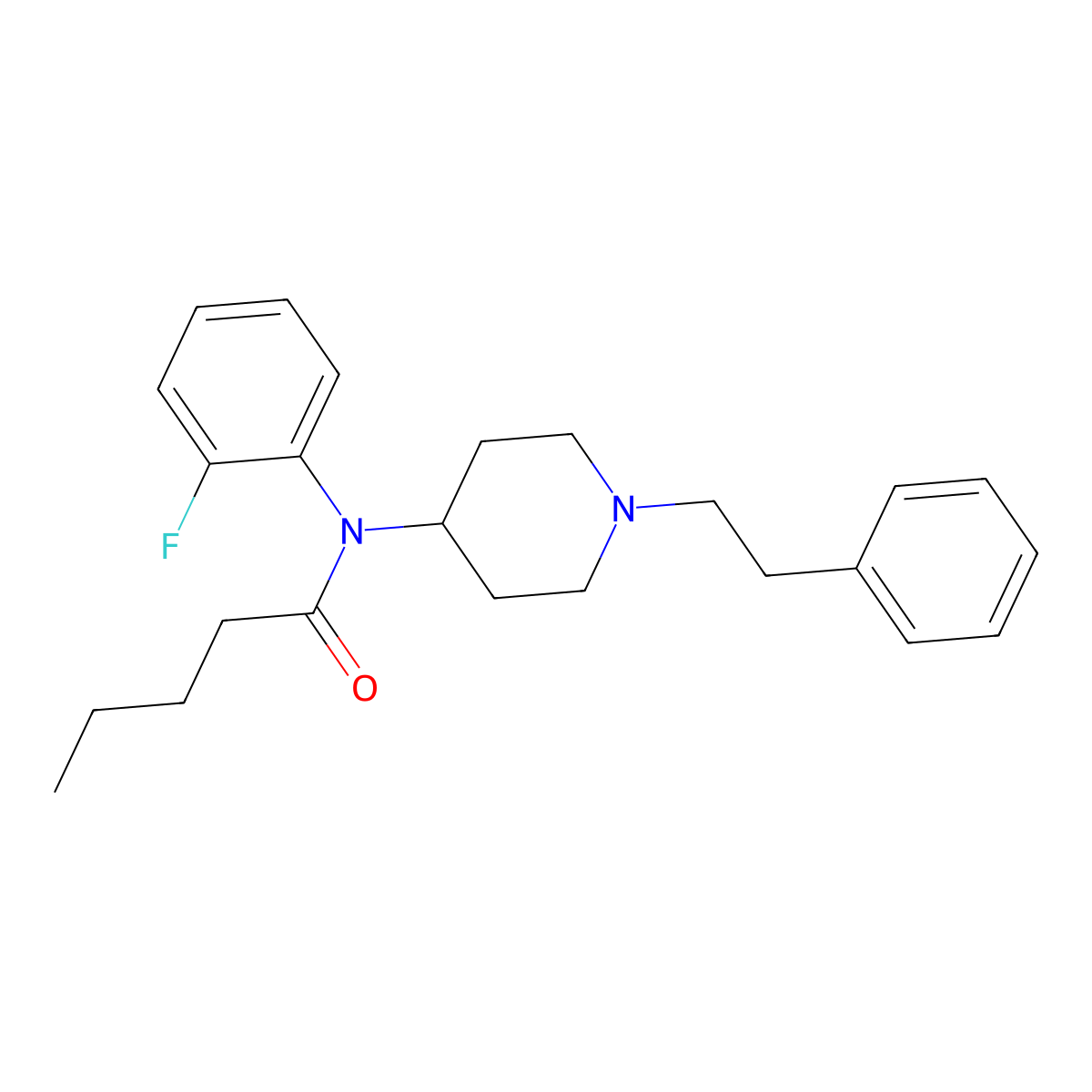 ortho-fluoro Valeryl fentanyl molecular structure, CAS 2748624-05-5