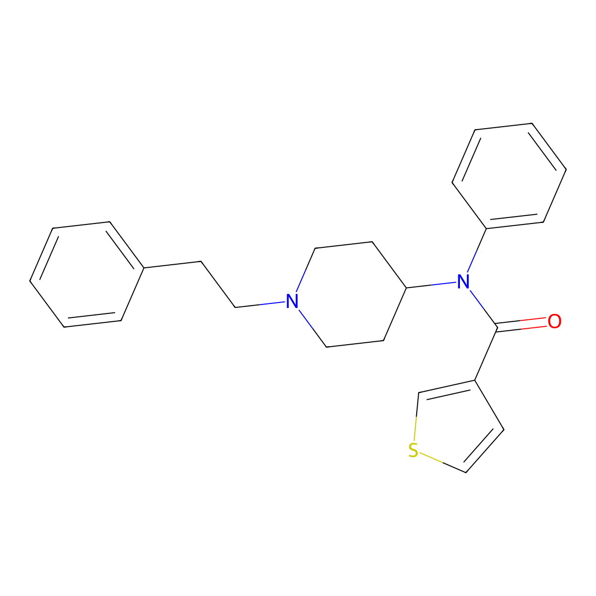 Thiophene fentanyl 3-thiophenecarboxamide molecular structure, CAS 2748624-68-0