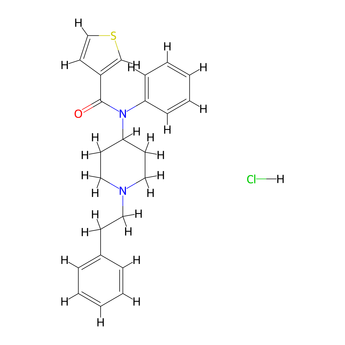 N-(1-phenethylpiperidin-4-yl)-N-phenylthiophene-3-carboxamide,monohydrochloride molecular structure, CAS 2748624-69-1