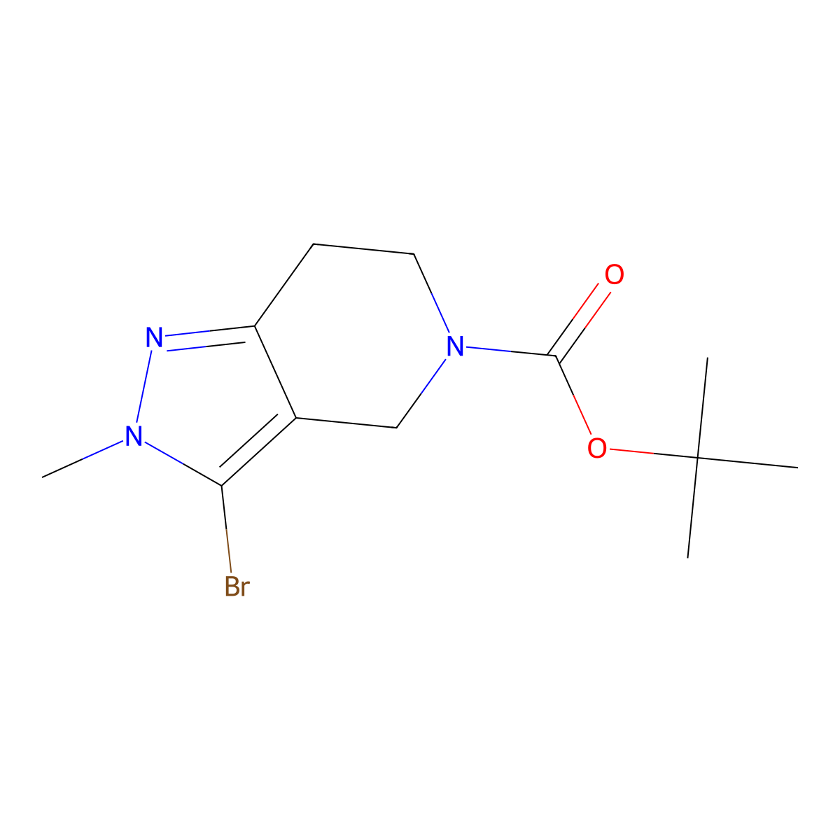 tert-butyl 3-bromo-2-methyl-6,7-dihydro-4H-pyrazolo[4,3-c]pyridine-5-carboxylate molecular structure, CAS 2748631-31-2