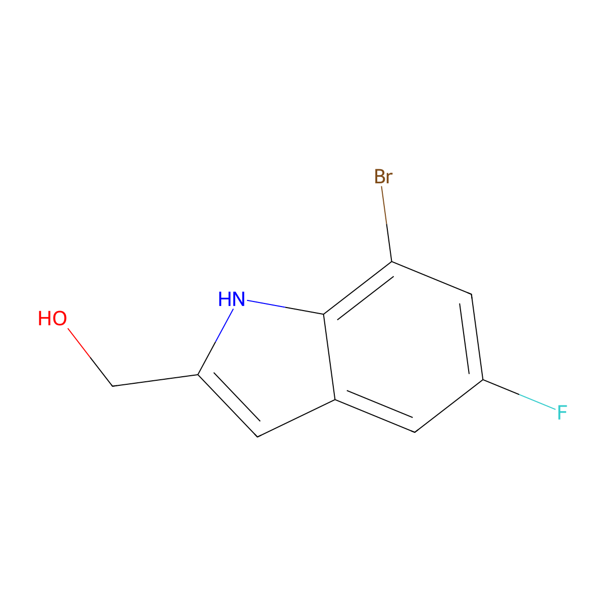 (7-bromo-5-fluoro-1H-indol-2-yl)methanol molecular structure, CAS 2748631-68-5