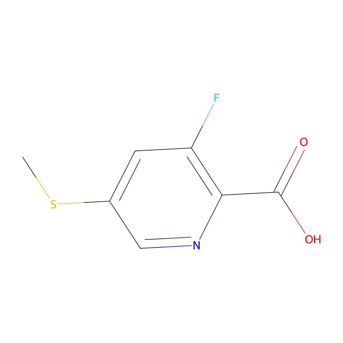 3-Fluoro-5-(methylthio)picolinic acid molecular structure, CAS 2748633-33-0
