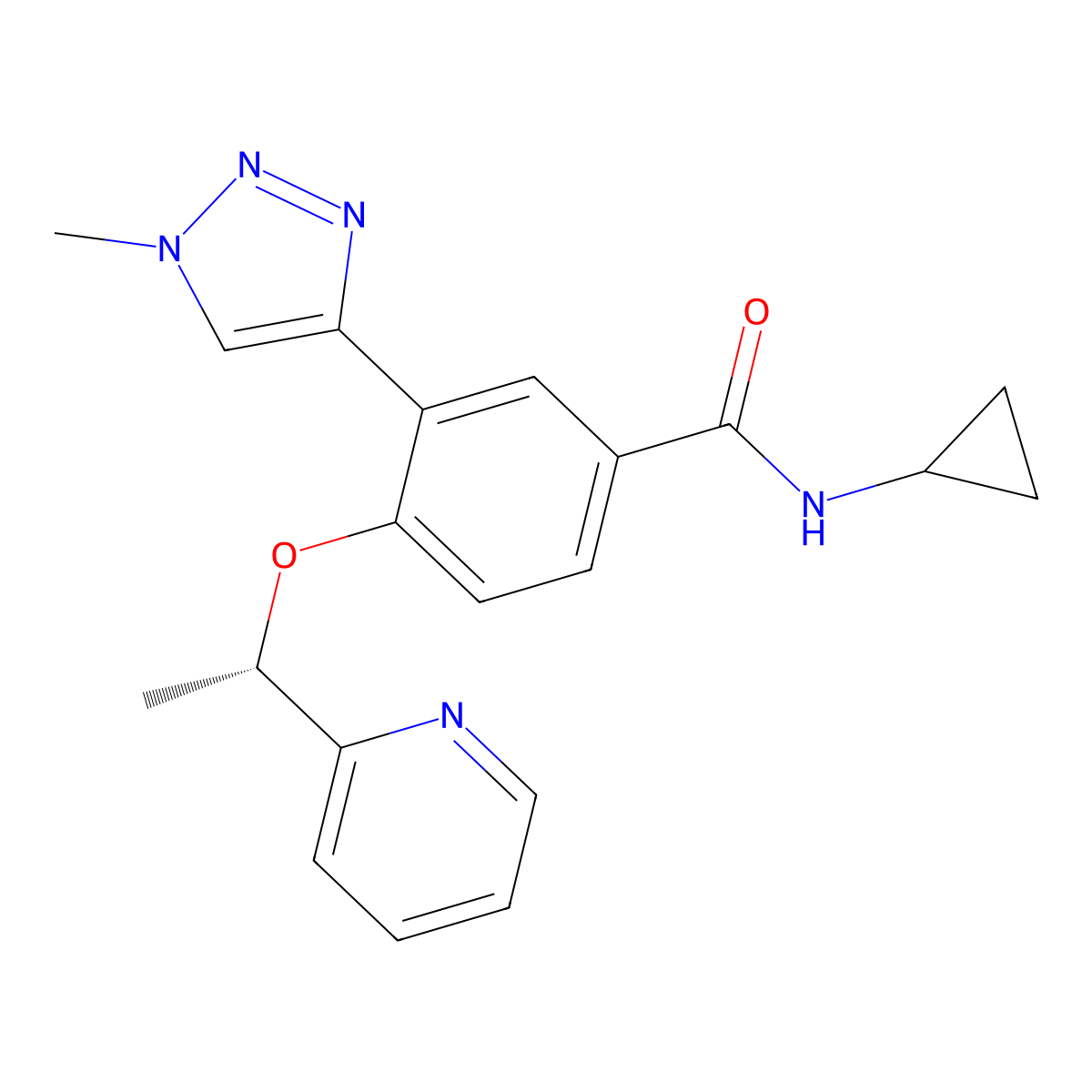 N-cyclopropyl-3-(1-methyltriazol-4-yl)-4-[(1S)-1-pyridin-2-ylethoxy]benzamide molecular structure, CAS 2748687-95-6