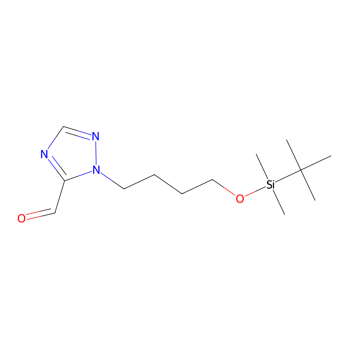 2-[4-[Tert-butyl(dimethyl)silyl]oxybutyl]-1,2,4-triazole-3-carbaldehyde molecular structure, CAS 2748692-64-8