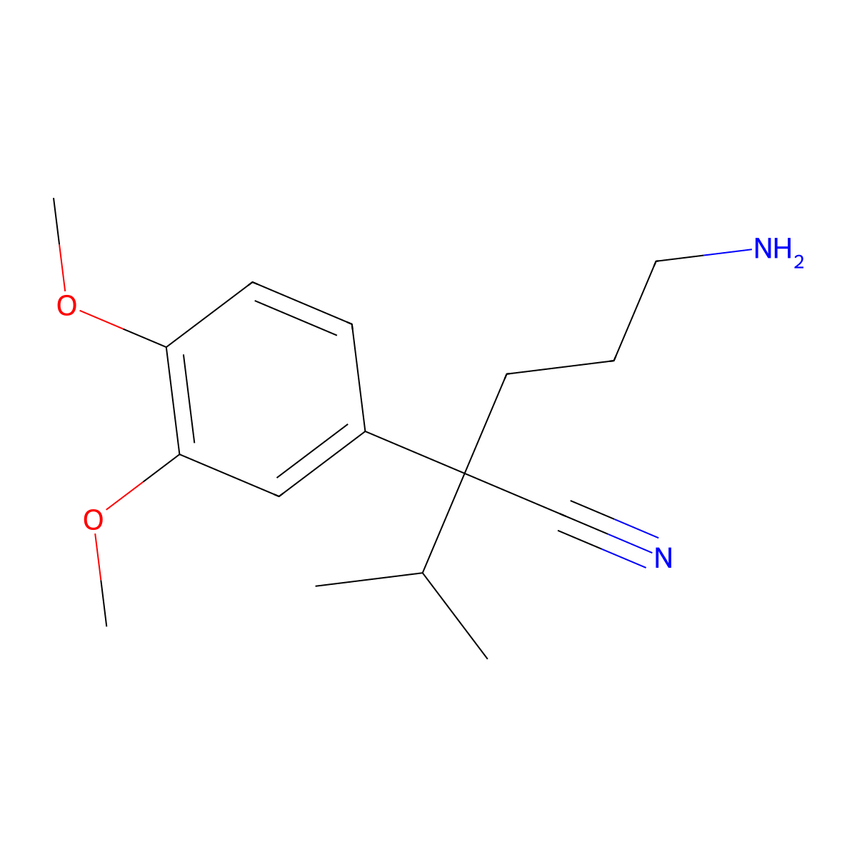 alpha-(3-Aminopropyl)-3,4-dimethoxy-alpha-(1-methylethyl)benzeneacetonitrile molecular structure, CAS 27487-66-7