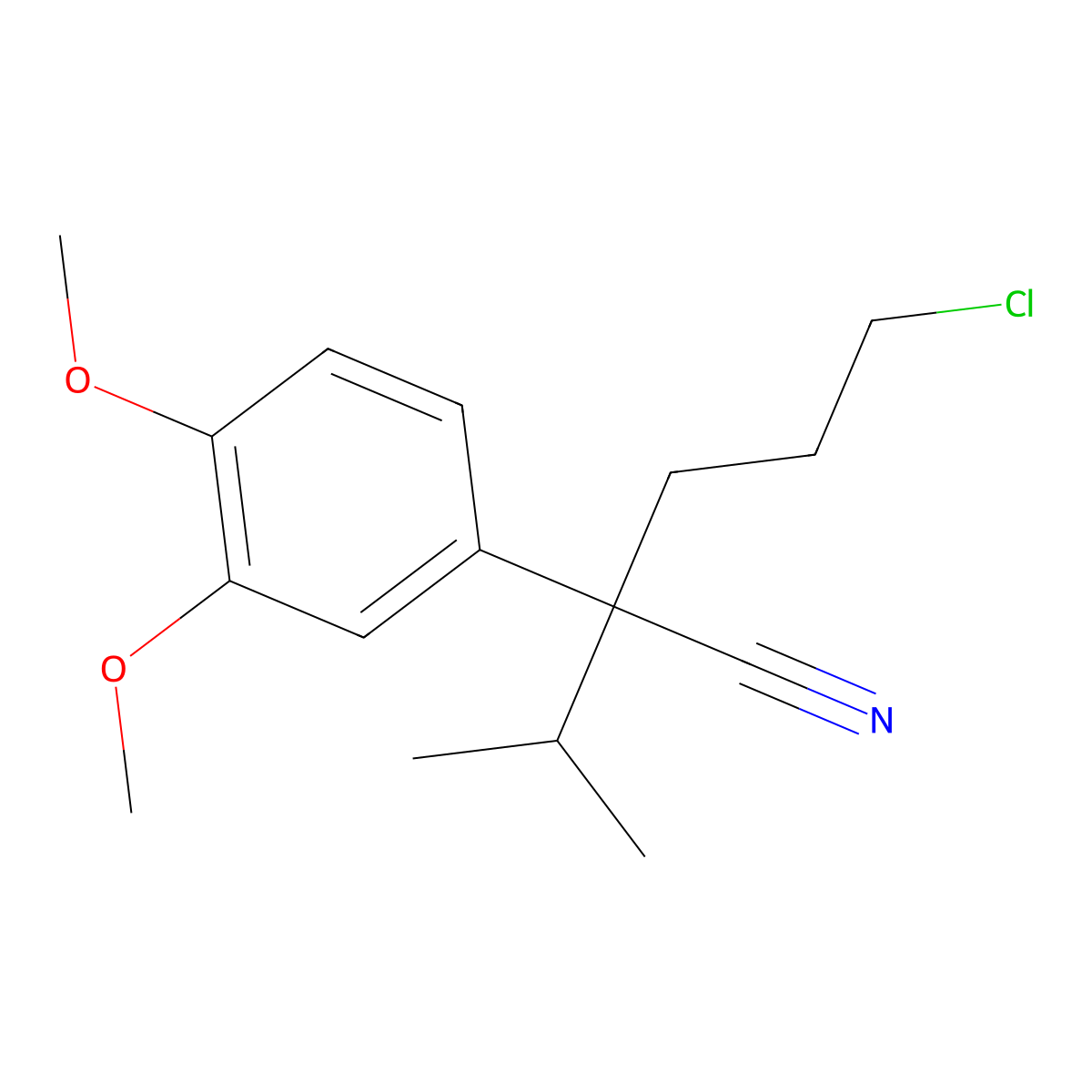 5-Chloro-2-(3,4-dimethoxyphenyl)-2-isopropylvaleronitrile molecular structure, CAS 27487-83-8
