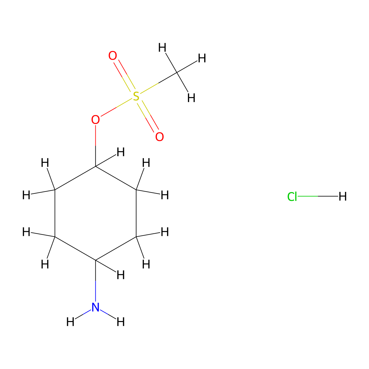 4-Aminocyclohexyl methanesulfonate hcl molecular structure, CAS 27489-68-5