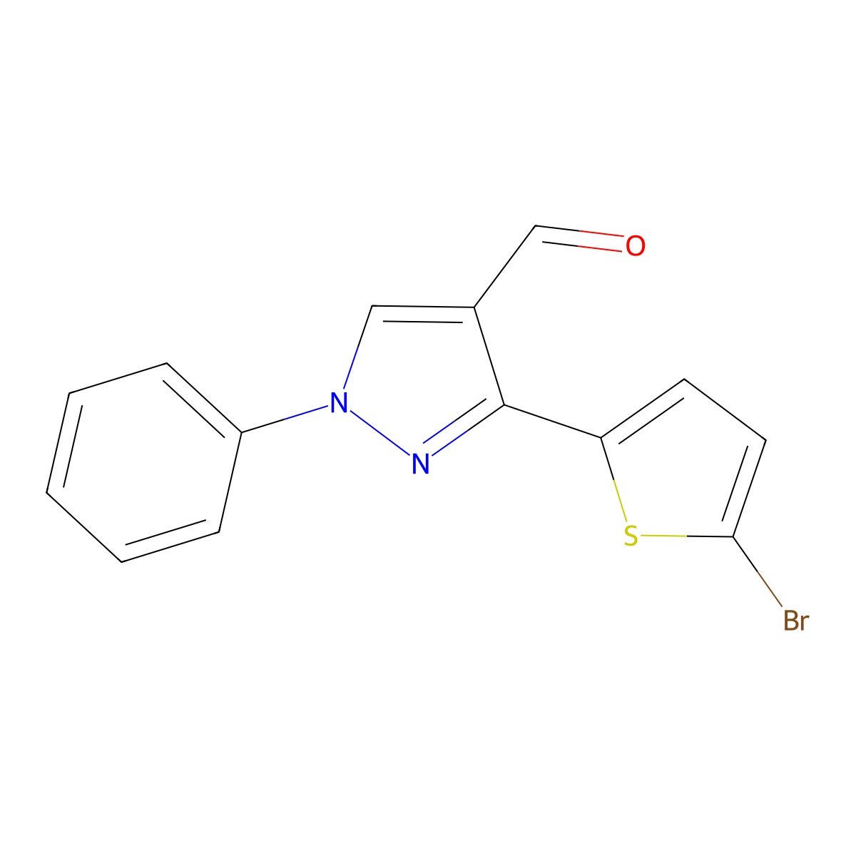 3-(5-bromothiophen-2-yl)-1-phenyl-1H-pyrazole-4-carbaldehyde molecular structure, CAS 274900-91-3