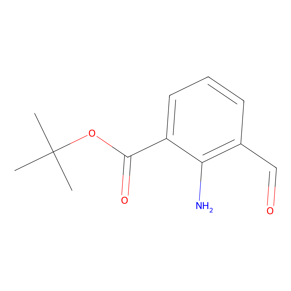 Tert-butyl 2-amino-3-formylbenzoate molecular structure, CAS 2749283-34-7